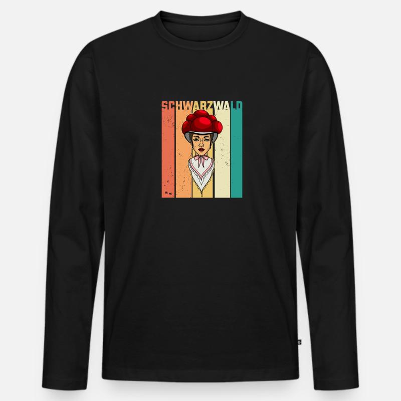 Schwarzwaldmädel Schwarzwald Deutsch Retro - Männer Premium Bio Langarmshirt - Schwarz