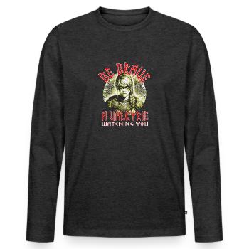 Be brave a Valkyrie is watching you - Men's Premium Organic Long Sleeve Shirt - heather anthracite - Front - Nico (187cm)