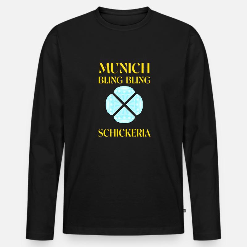 Munich Bling Bling Schickeria - Männer Premium Bio Langarmshirt - Schwarz
