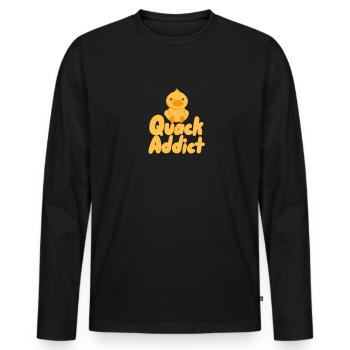 Quack Addict - Männer Premium Bio Langarmshirt - Schwarz - Vorne - Nico (187cm)