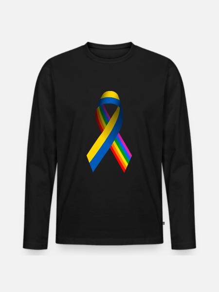 Nastro della pace ucraina con bandiera arcobaleno - Maglia a manica lunga ecologica premium da uomo - nero