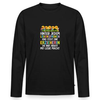 Abschiedsgeschenk für Erzieher - Männer Premium Bio Langarmshirt - Schwarz - Vorne - Nico (187cm)