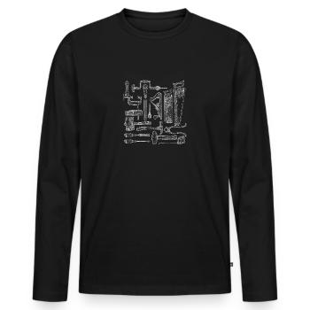 Outils de menuiserie - T-shirt manches longues Premium bio Homme - noir - Devant - Nico (187cm)