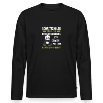 Schrittzähler sind für Fortgeschrittene Panda Bär - Männer Premium Bio Langarmshirt - Schwarz - Vorne - Nico (187cm)