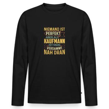 Kaufmann ist perfekt - Männer Premium Bio Langarmshirt - Schwarz - Vorne - Nico (187cm)