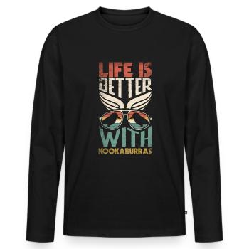 Birdwatcher Ornithology Life Is Better With - Männer Premium Bio Langarmshirt - Schwarz - Vorne - Nico (187cm)