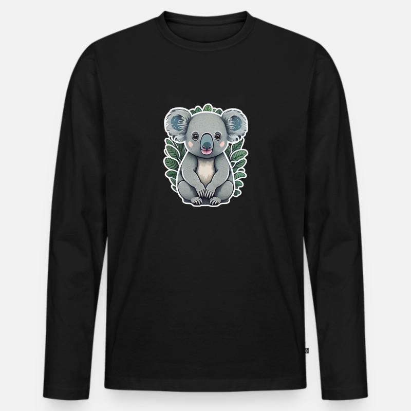 Koala - Männer Premium Bio Langarmshirt - Schwarz