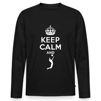 Keep Calm - Volleyball - T-shirt manches longues Premium bio Homme - noir - Devant - Nico (187cm)