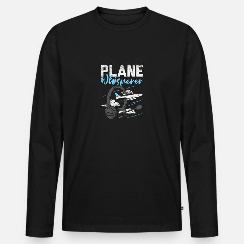 Plane Whisperer - Männer Premium Bio Langarmshirt - Schwarz