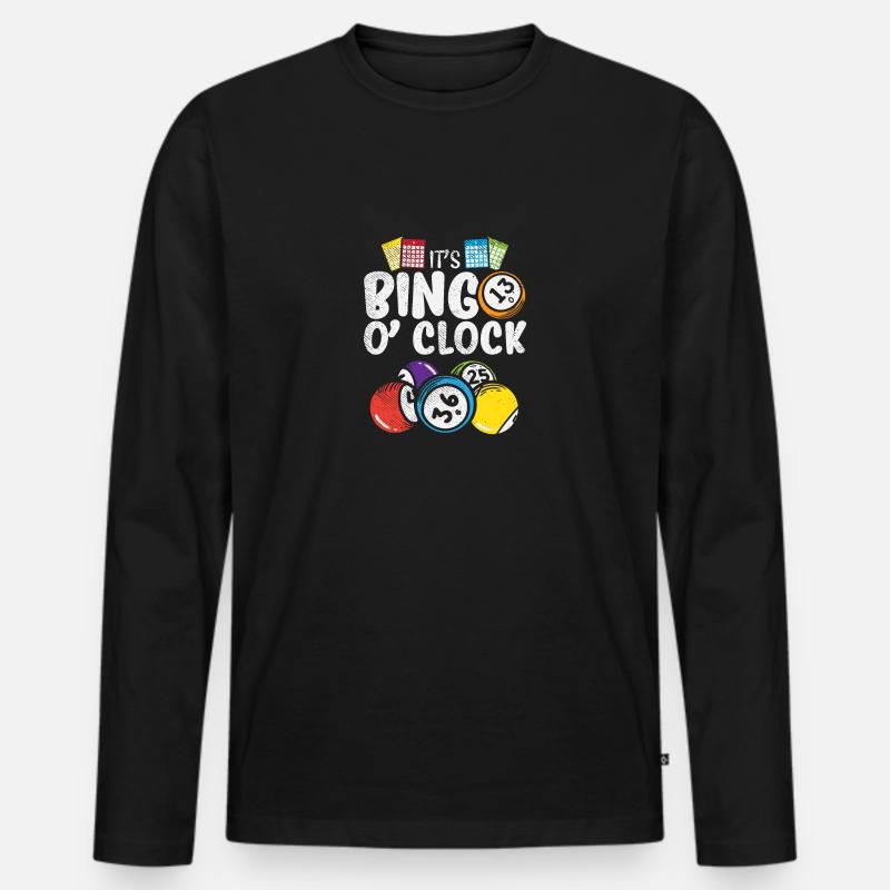It's Bingo O Clock - Männer Premium Bio Langarmshirt - Schwarz