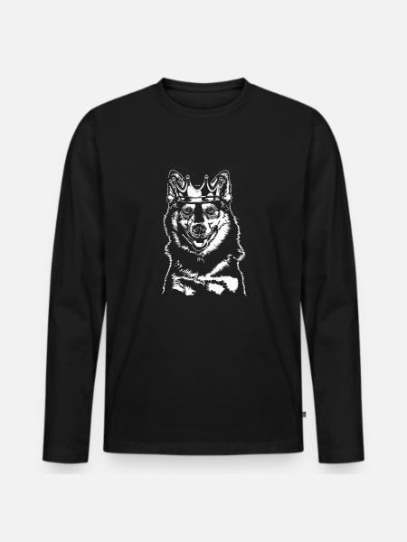 POMSKY Crown Dog Wilsigns - Men's Premium Organic Long Sleeve Shirt - black