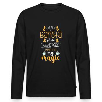 Espresso Caféine Portafilter - T-shirt manches longues Premium bio Homme - noir - Devant - Nico (187cm)