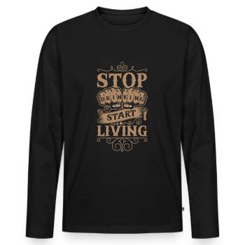Alkohol Saufen Vernunft Alkoholfreies Bier - Männer Premium Bio Langarmshirt - Schwarz - Vorne - Nico (187cm)