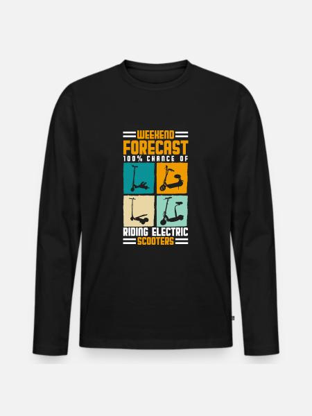 Rollerfahrer Elektrisch E-Roller Hybrid - Männer Premium Bio Langarmshirt - Schwarz