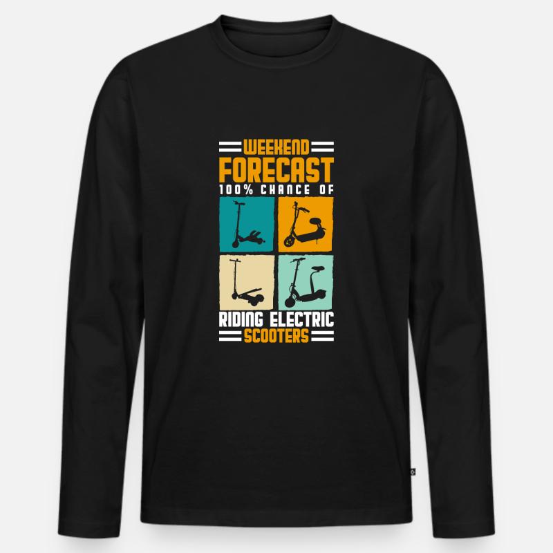 Rollerfahrer Elektrisch E-Roller Hybrid - Männer Premium Bio Langarmshirt - Schwarz