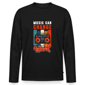 Casque de musique Love Bass - T-shirt manches longues Premium bio Homme - noir - Devant - Nico (187cm)
