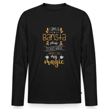 Barman portafilter espresso - T-shirt manches longues Premium bio Homme - noir - Devant - Nico (187cm)