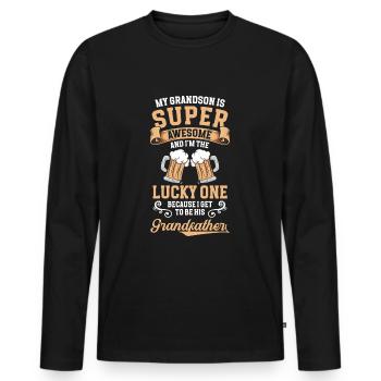 Oma Enkelkind Geburt - Männer Premium Bio Langarmshirt - Schwarz - Vorne - Nico (187cm)