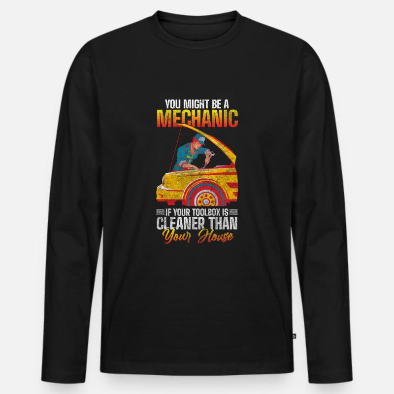 Auto Kfz Garage Motor - Männer Premium Bio Langarmshirt - Schwarz