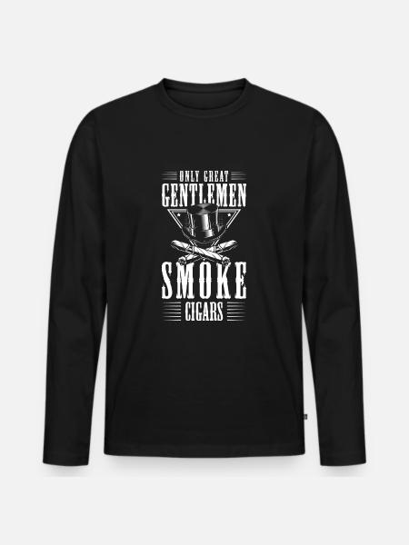 Tabak Zigarre Kippe Qualm - Männer Premium Bio Langarmshirt - Schwarz