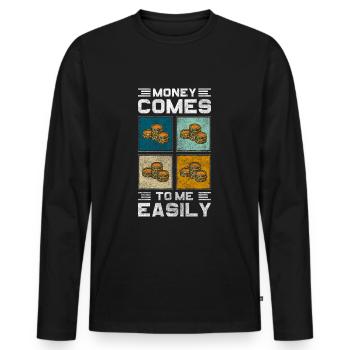 Richesse Prospérité Euro Affaires - T-shirt manches longues Premium bio Homme - noir - Devant - Nico (187cm)