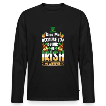Irish Pub Shamrock Travel Holidays - Men's Premium Organic Long Sleeve Shirt - black - Front - Nico (187cm)