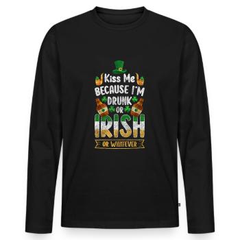 Irish Shamrock Pot Alcohol - Men's Premium Organic Long Sleeve Shirt - black - Front - Nico (187cm)