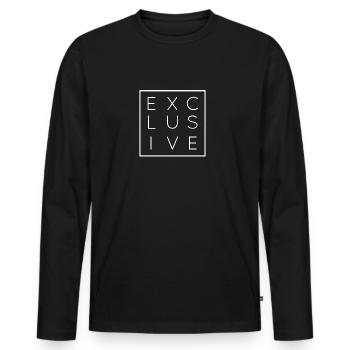 Exklusiv - Weiß - Modern - Männer Premium Bio Langarmshirt - Schwarz - Vorne - Nico (187cm)