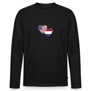 États-Unis Américain Pays-Bas Drapeau néerlandais Patriotique - T-shirt manches longues Premium bio Homme - noir - Devant - Nico (187cm)