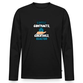 Kaffee Verträge Cocktails Immobilienmakler - Männer Premium Bio Langarmshirt - Schwarz - Vorne - Nico (187cm)