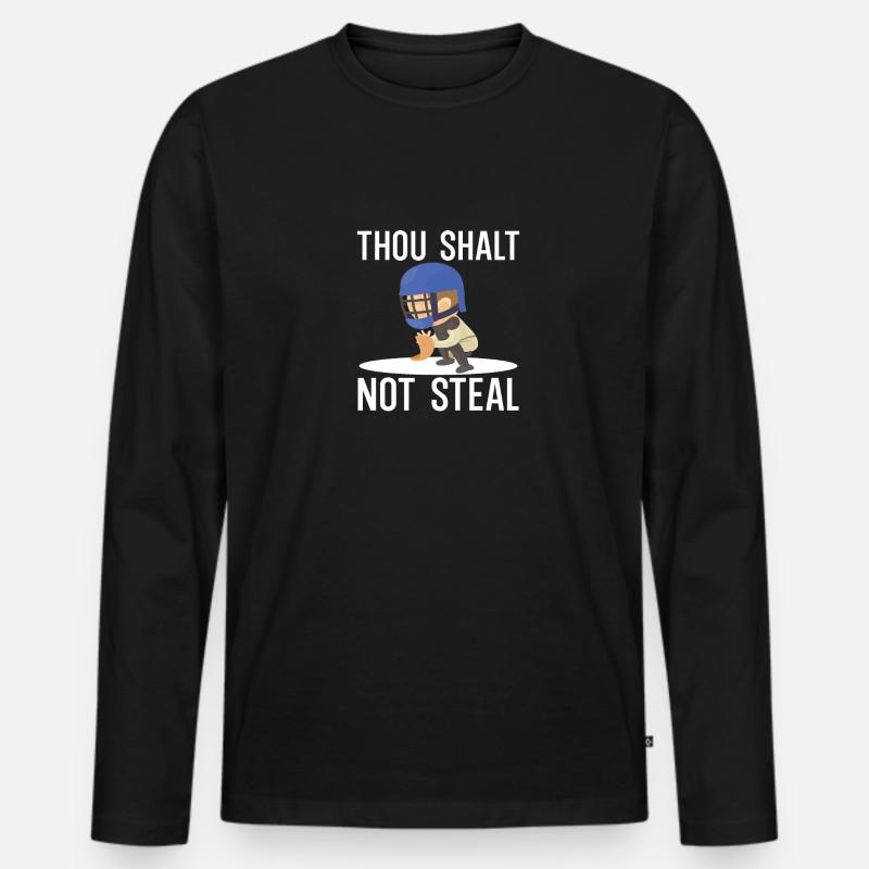Du sollst nicht stehlen - Männer Premium Bio Langarmshirt - Schwarz