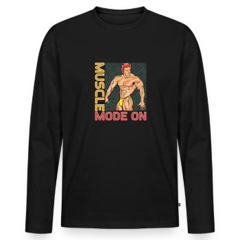 Muskelbetrieb Ein - Männer Premium Bio Langarmshirt - Schwarz - Vorne - Nico (187cm)