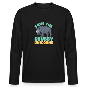 Save The Chubby Unicorns - Men's Premium Organic Long Sleeve Shirt - black - Front - Nico (187cm)