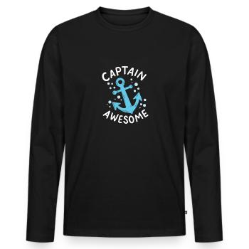 Kapitän Furchteinflößend - Männer Premium Bio Langarmshirt - Schwarz - Vorne - Nico (187cm)