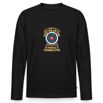 Ich schieße auf Zielscheiben, weil es verpönt ist, - Männer Premium Bio Langarmshirt - Schwarz - Vorne - Nico (187cm)