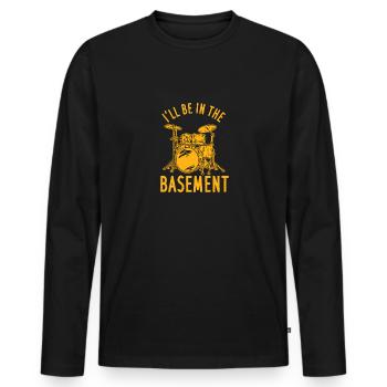 Ich werde im Keller sein - Männer Premium Bio Langarmshirt - Schwarz - Vorne - Nico (187cm)