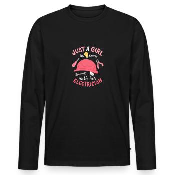 Nur ein Mädchen in der Liebe mit ihrem Elektriker - Männer Premium Bio Langarmshirt - Schwarz - Vorne - Nico (187cm)