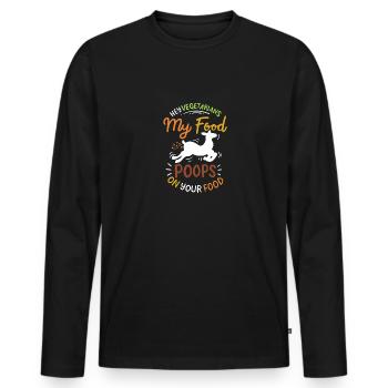 Mein Essen kackt auf dein Essen - Männer Premium Bio Langarmshirt - Schwarz - Vorne - Nico (187cm)