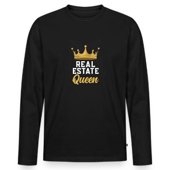 Real Estate Queen Immobilienmaklerin - Männer Premium Bio Langarmshirt - Schwarz - Vorne - Nico (187cm)