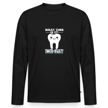 Wie spät ist es? Zahnschmerzen - Männer Premium Bio Langarmshirt - Schwarz - Vorne - Nico (187cm)
