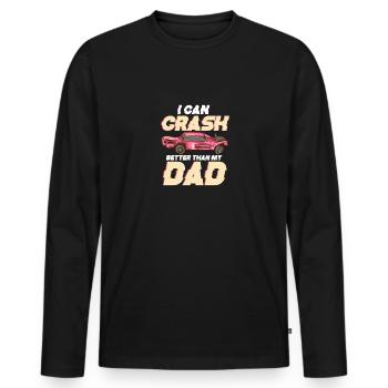 Ich kann besser abstürzen als mein Vater - Männer Premium Bio Langarmshirt - Schwarz - Vorne - Nico (187cm)