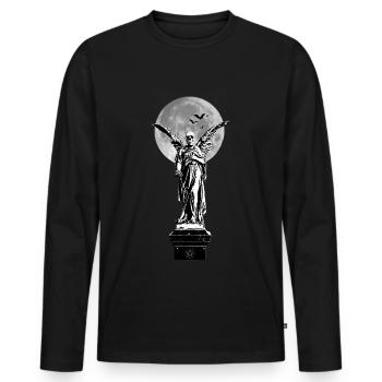 Ange de la mort devant la lune avec des chauves-souris - T-shirt manches longues Premium bio Homme - noir - Devant - Nico (187cm)