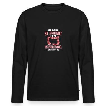 Geduldig sein Ich habe ein Reizdarmsyndrom - Männer Premium Bio Langarmshirt - Schwarz - Vorne - Nico (187cm)