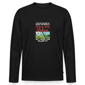 Heißeste Golf-Witwe - Männer Premium Bio Langarmshirt - Schwarz - Vorne - Nico (187cm)