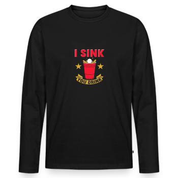 I Sink You Drink Beer Pong - Männer Premium Bio Langarmshirt - Schwarz - Vorne - Nico (187cm)