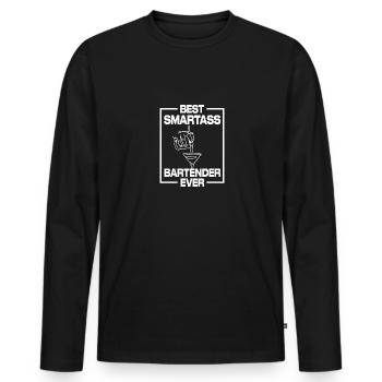 Bester Klugscheißer-Barkeeper aller Zeiten - Männer Premium Bio Langarmshirt - Schwarz - Vorne - Nico (187cm)