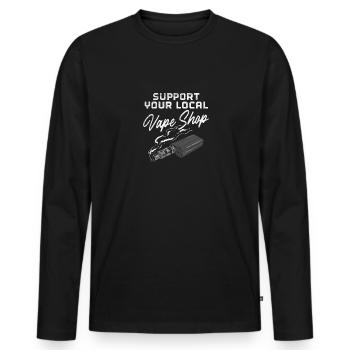 Unterstützen Sie Ihren lokalen Vape Shop - Männer Premium Bio Langarmshirt - Schwarz - Vorne - Nico (187cm)