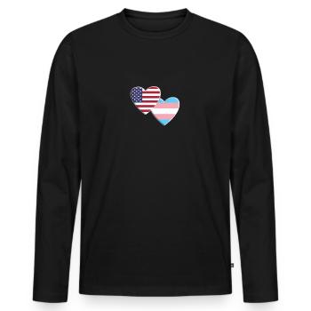 Drapeau transgenre américain LGBTQ Pride - T-shirt manches longues Premium bio Homme - noir - Devant - Nico (187cm)