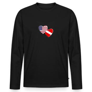 USA American Diver Symbol Flag Down Dive Diving - T-shirt manches longues Premium bio Homme - noir - Devant - Nico (187cm)