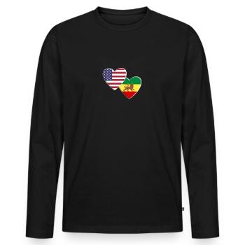 États-Unis Drapeau rastafari rastafari américain - T-shirt manches longues Premium bio Homme - noir - Devant - Nico (187cm)